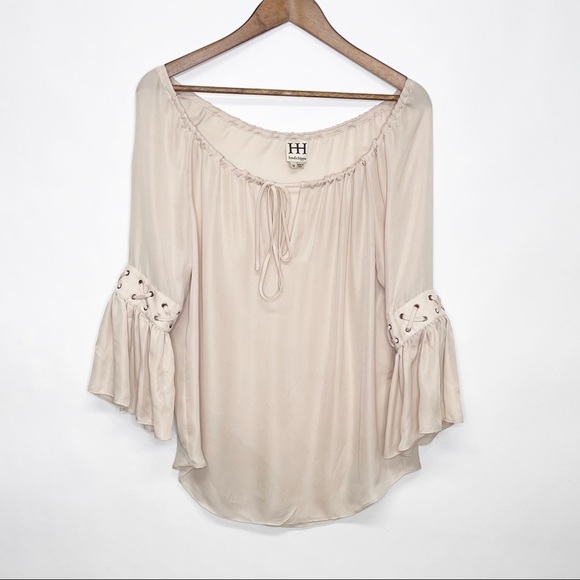 Haute Hippie Pink Peasant Top with Eyelets Medium - Picture 2 of 11